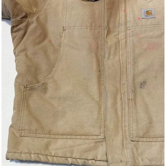 CARHARTT C03 - Men's Vintage Brown Arctic Quilt Lined Work Coat Jacket - Size 46